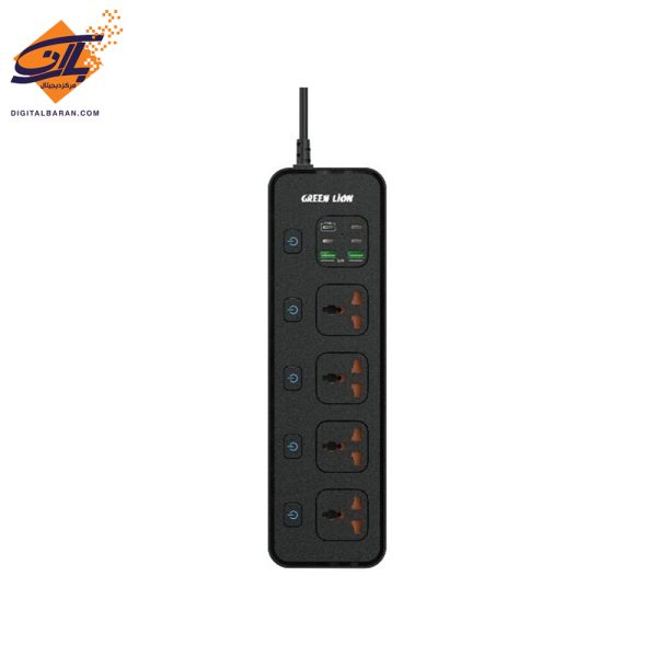 چند راهی و محافظ برق و شارژر گرین لاین Green Lion Multiport Smart Power Socket 3000W