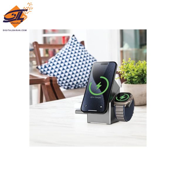 پایه شارژ وایرلس گرین لاین مدل Power Trio 3 In 1 Wireless Charger