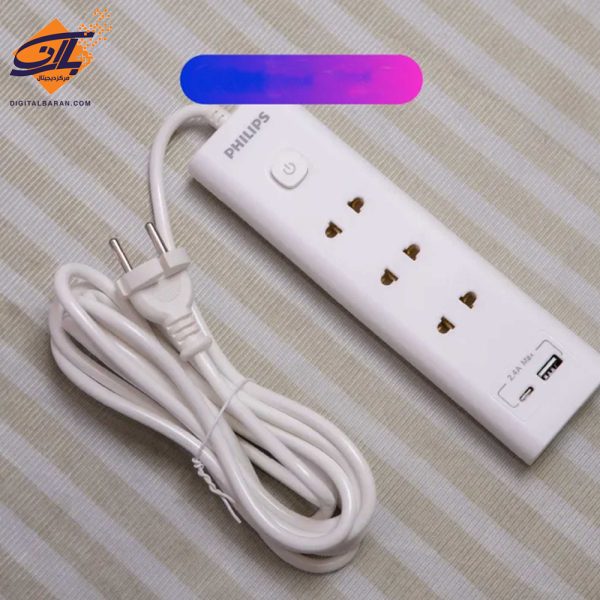 محافظ برق 3تایی فیلیپس به همراه USB مدل CHP4330WB کابل 3 متری