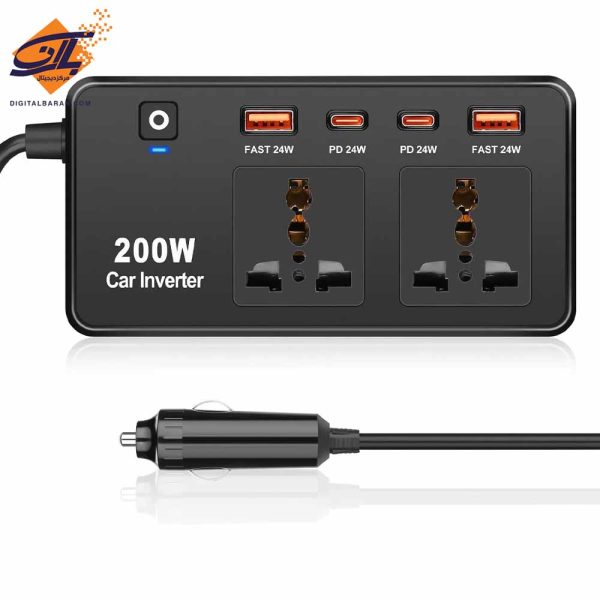 اینورتر فندکی خودرو گرین لاین مدل GREEN LION GC-200 توان 200 وات